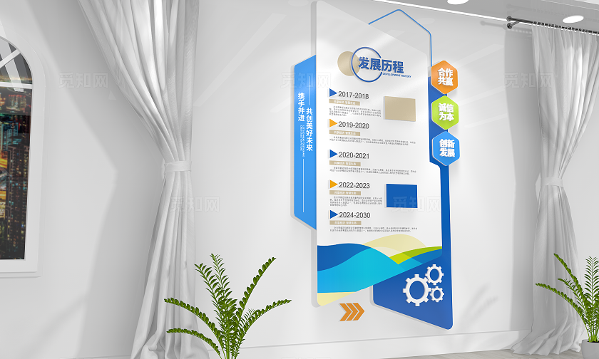 竖版科技公司企业发展历程企业文化墙
