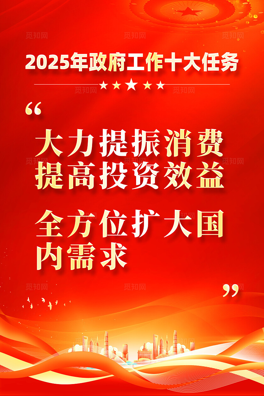红色烫金大气2025两会海报套图
