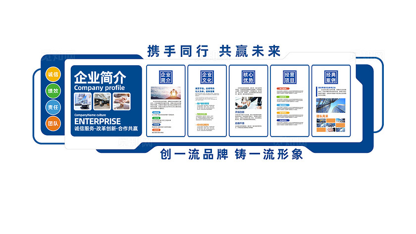 企业文化墙形象墙背景墙宣传栏展板设计