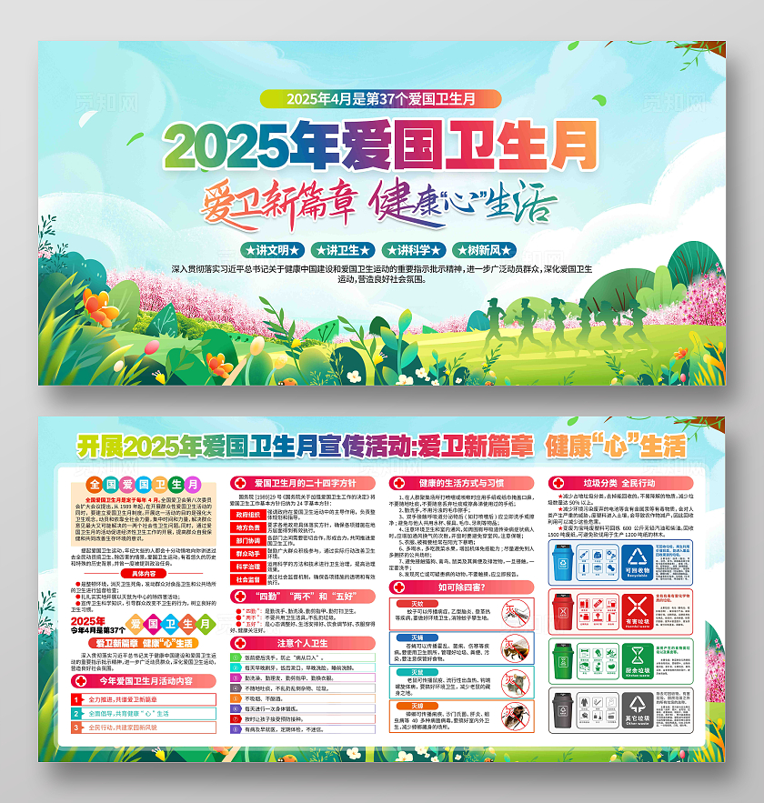 开展第37个爱国卫生月活动2025年爱国卫生月展板