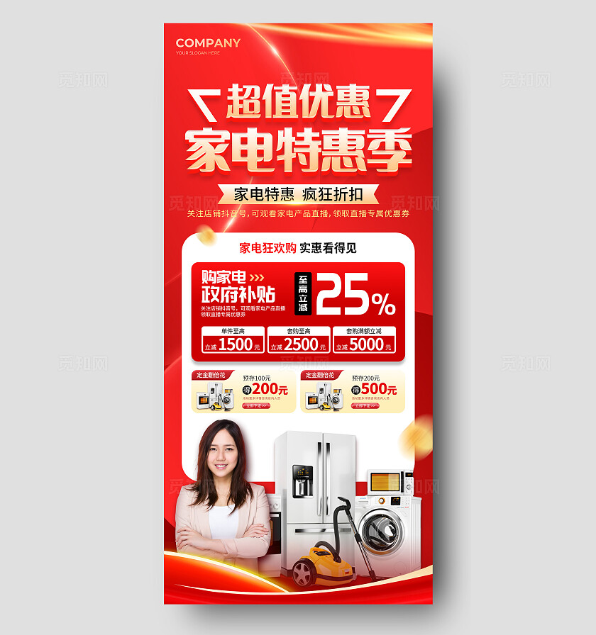红色简约风家用电器活动促销手机文案海报家电海报家电文案海报