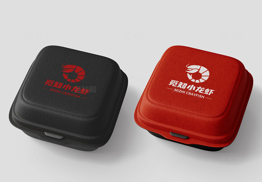 黑红色大气觅知小龙虾高端品牌vi样机