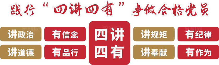 红色大气践行四讲四有党建文化墙设计