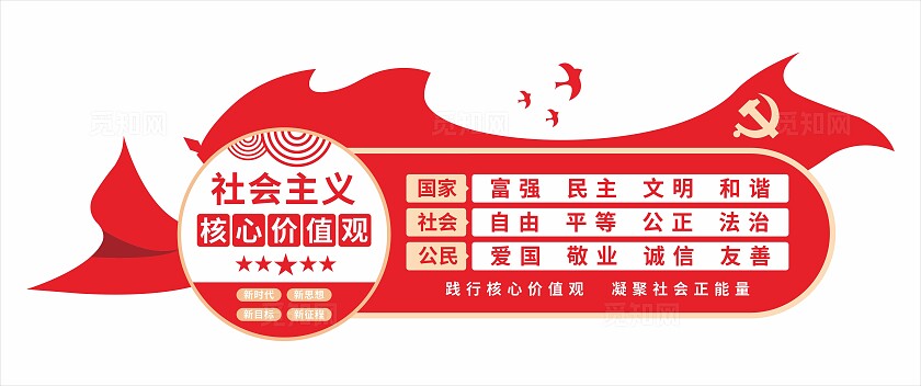 红色社会主义核心价值观党建文化墙