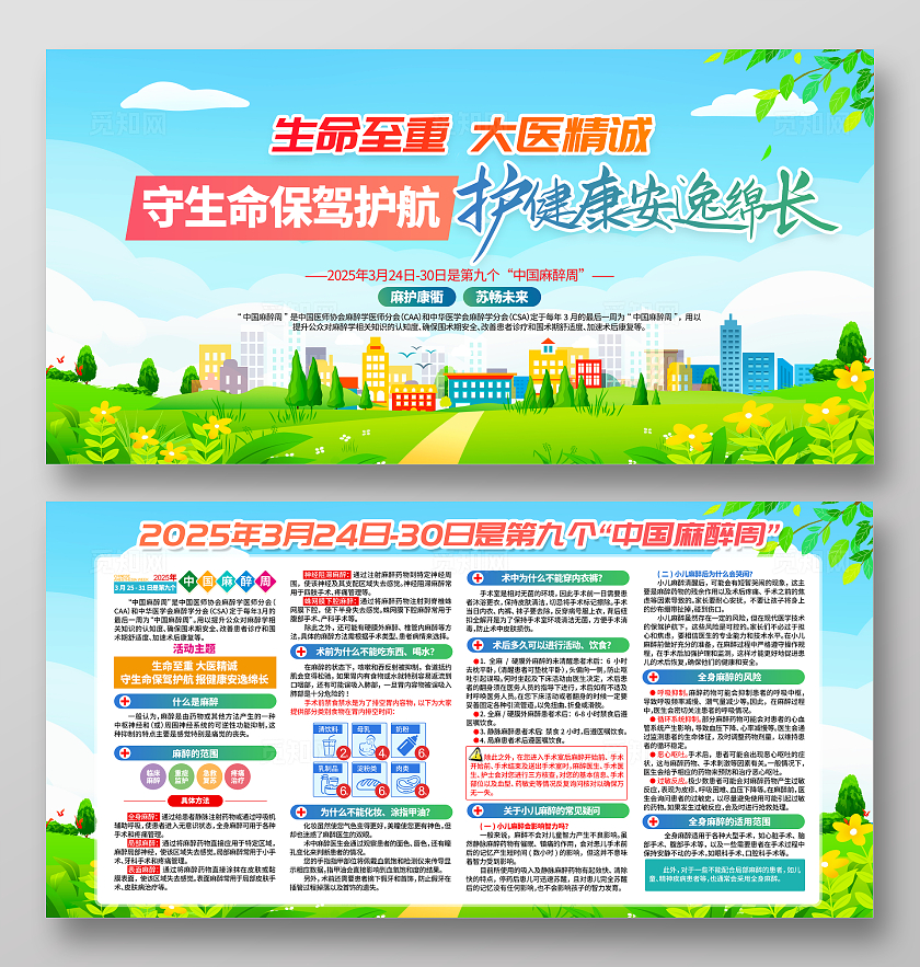 2025年中国麻醉周主题中国麻醉周医疗科普知识展板