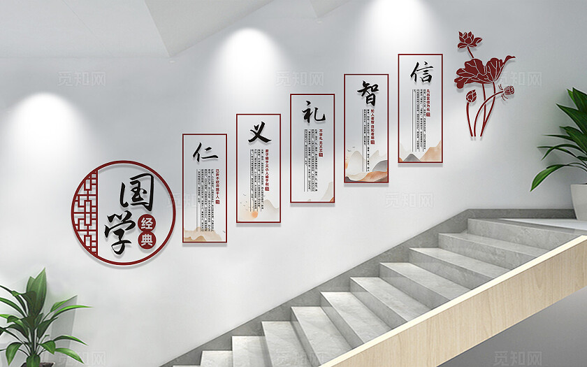 国学经典校园楼梯文化墙展板