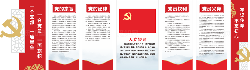 红色大气入党誓词文化墙设计