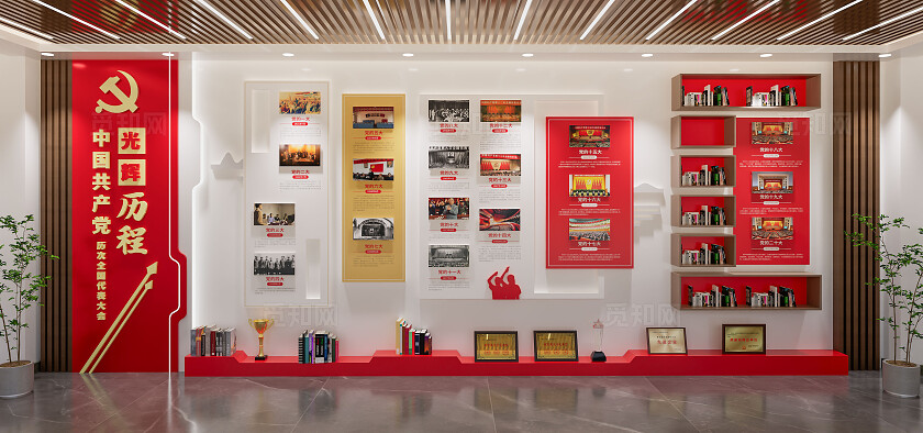 红色党的光辉历程党建室文化墙