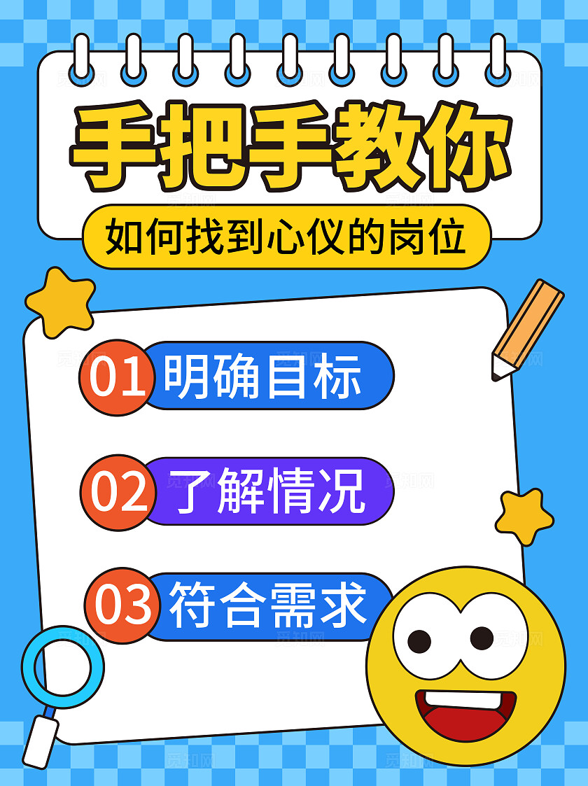 手绘风职场攻略科普小红书配图封面找工作小红书配图封面套图