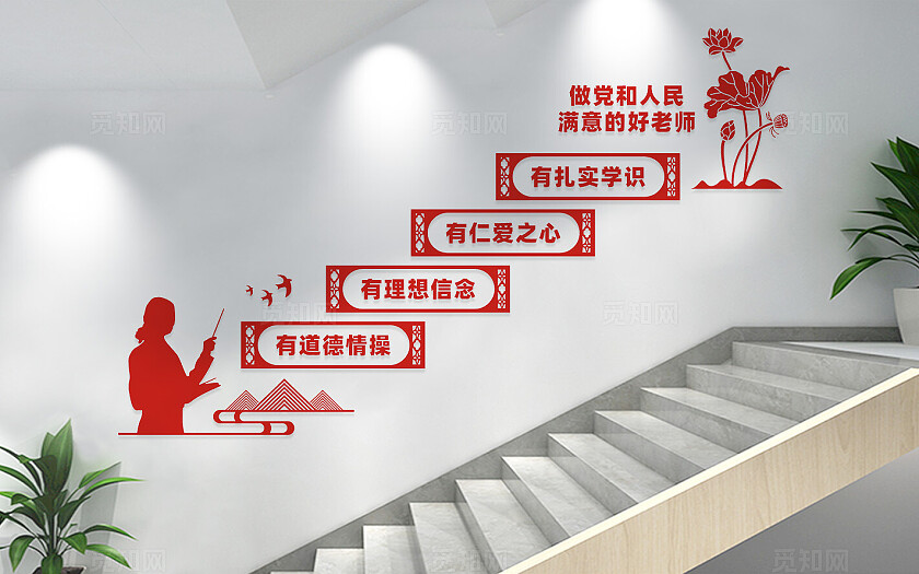 学校校园党建楼梯文化墙