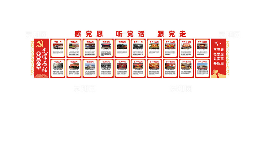 党的光辉历程党代表大会文化墙展板
