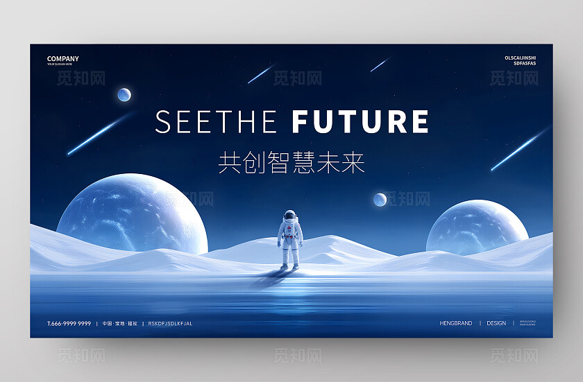 蓝色科技KV展板