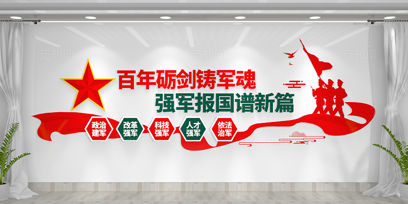 强军报国建军百年奋斗目标军营文化部队文化墙