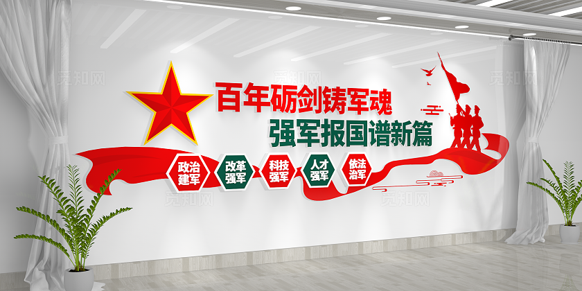 强军报国建军百年奋斗目标军营文化部队文化墙