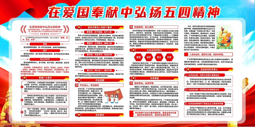 蓝色大气青年节宣传活动宣传栏五四54青年节