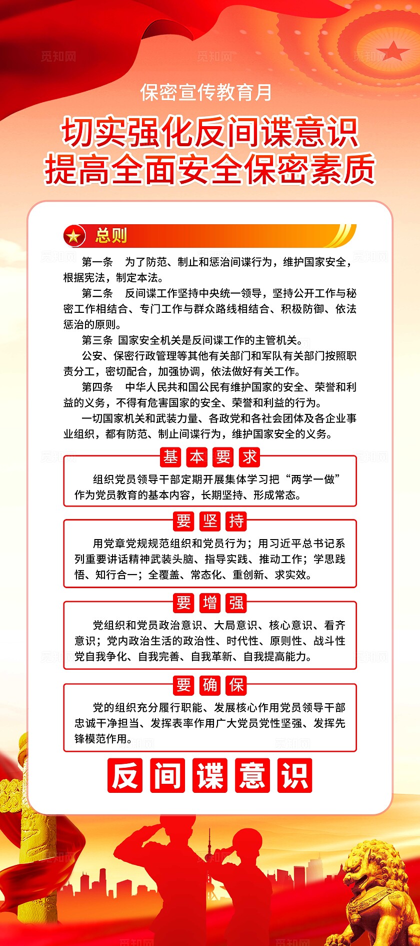 红色简约保密宣传教育月展架套图