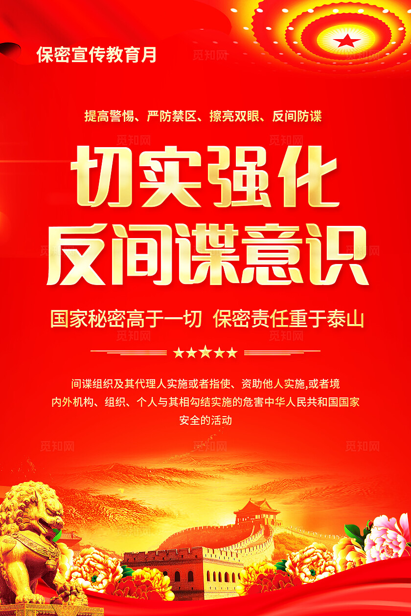 红色保密宣传教育月宣传海报套图