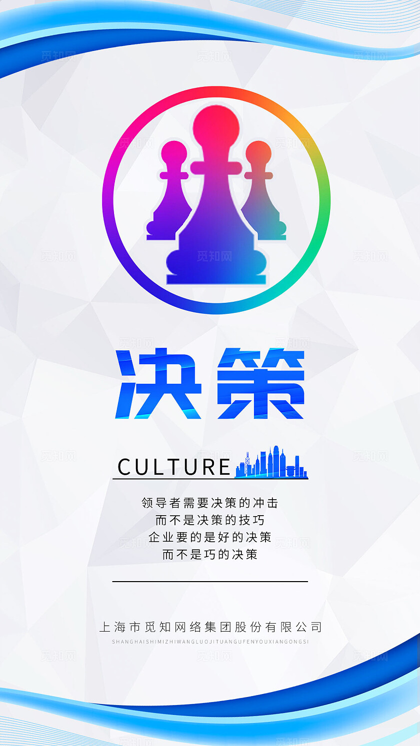 蓝色简约科技风公司企业文化企业标语海报套图企业标语套图