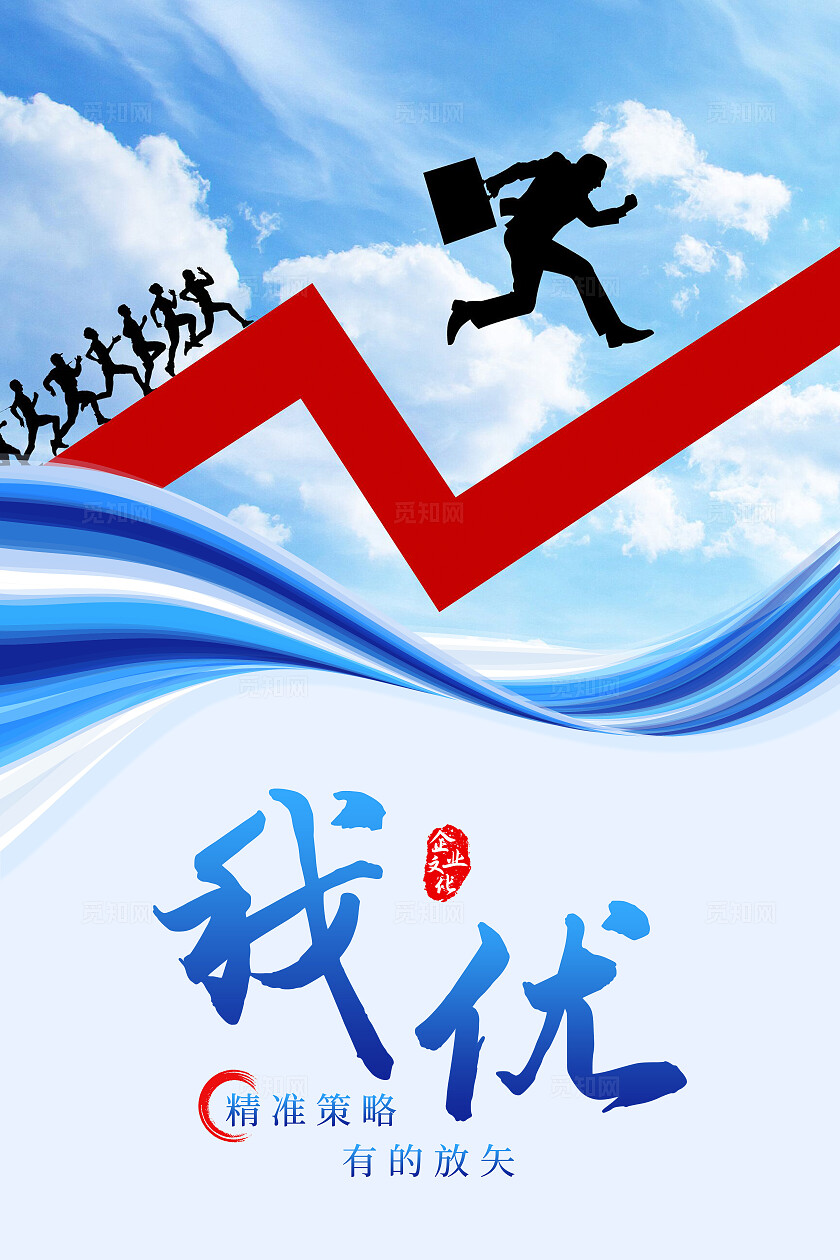 蓝色简约风公司企业文化企业标语海报套图企业标语套图