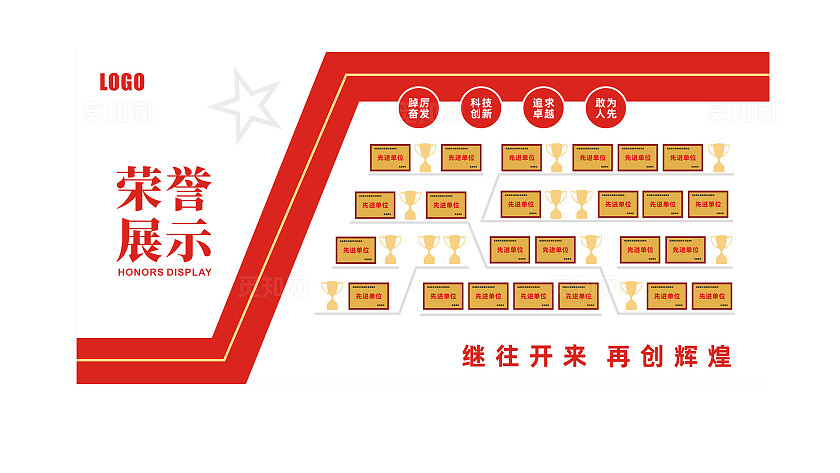 企业公司学校医院党建荣誉墙背景墙设计
