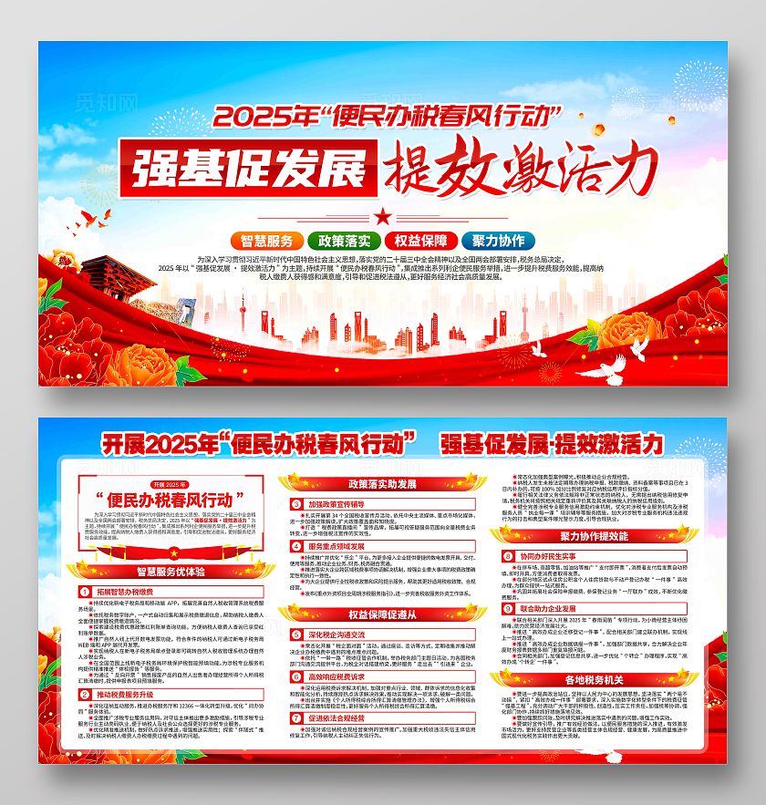 全国税收宣传月开展2025年便民办税春风行动宣传展板