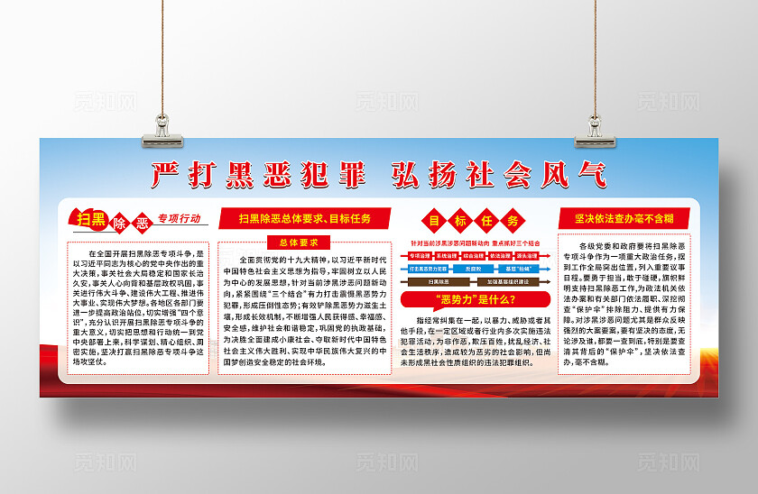 蓝色背景扫黑除恶宣传展板设计