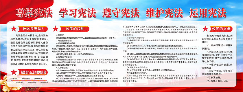 蓝色背景宪法知识宣传展板设计