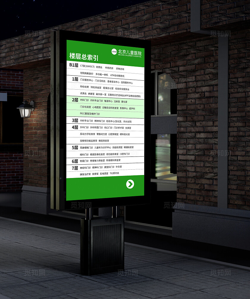 绿色医院商场楼层指印索引海报指示牌企业标语套图