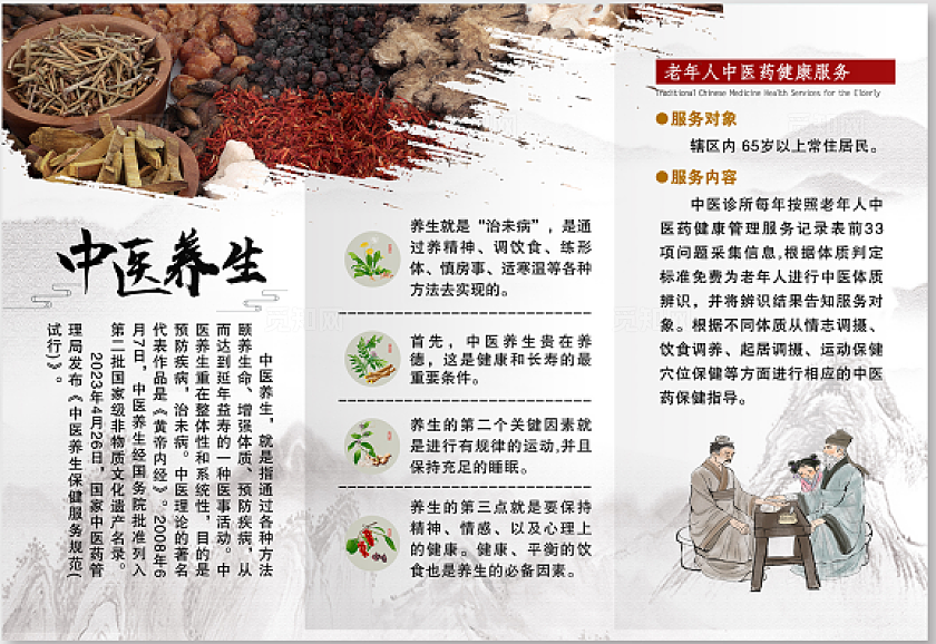 中式中医药知识三折页标语套图