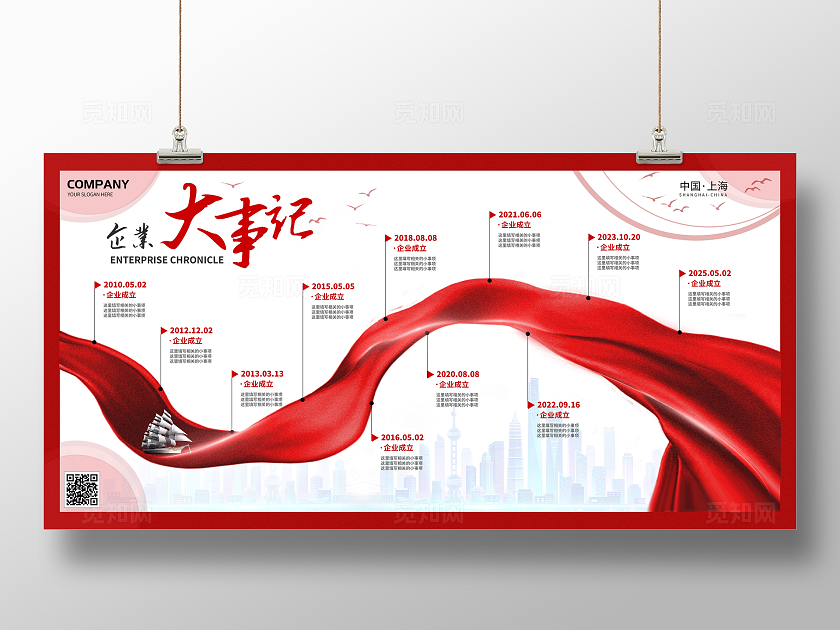 红绸大事记企业发展大事记企业发展历程背景展板