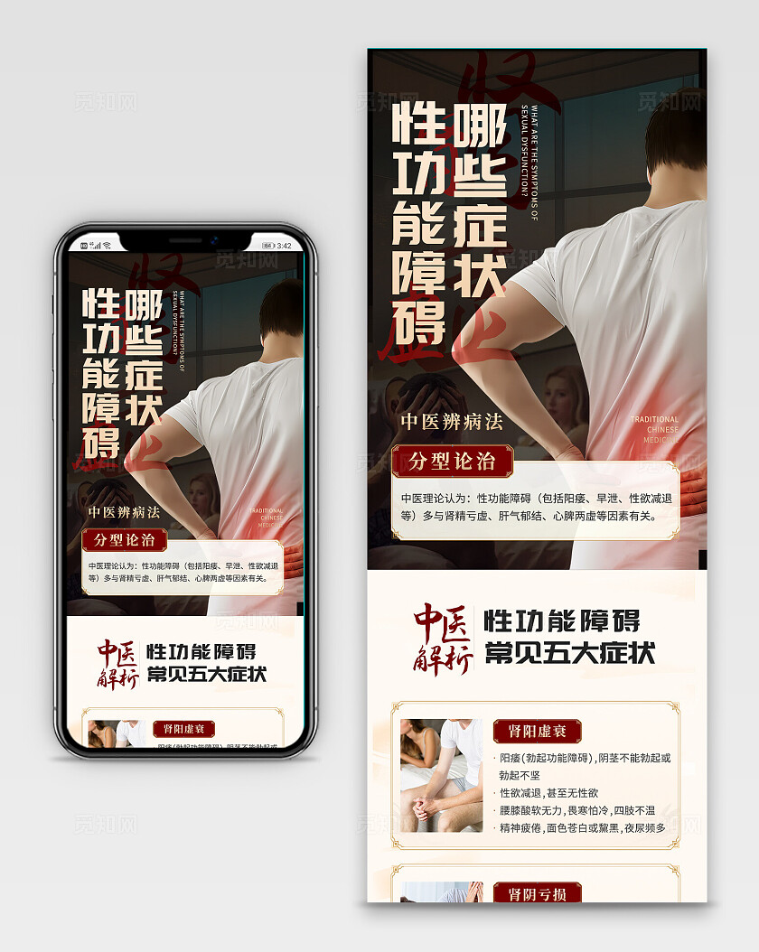 红色简约中医行业手机长图中医