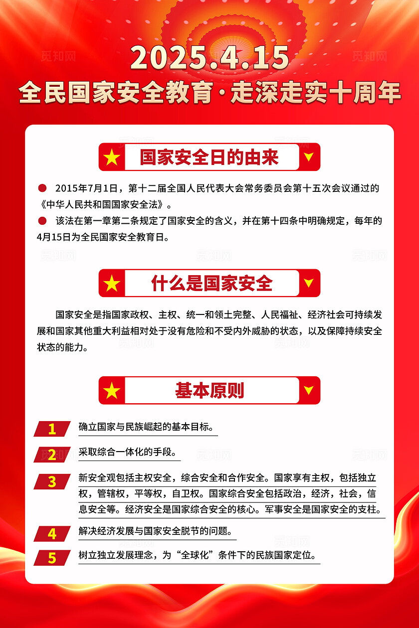 红色大气全民国家安全教育日宣传