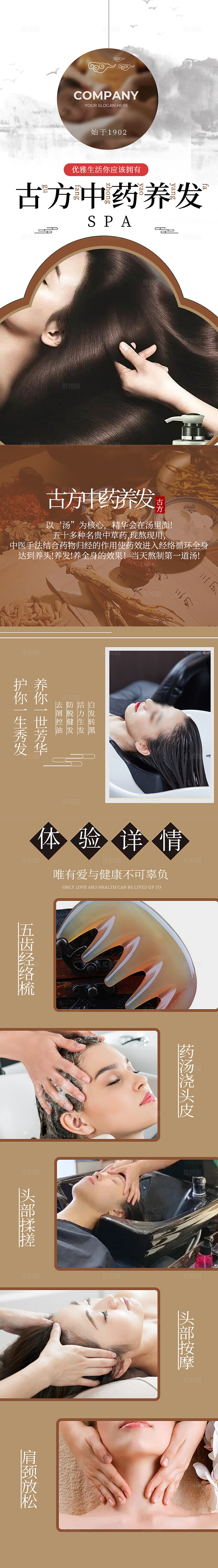 红色简约中医行业手机长图中医套图