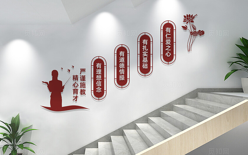 四有好老师教师楼梯文化墙标语