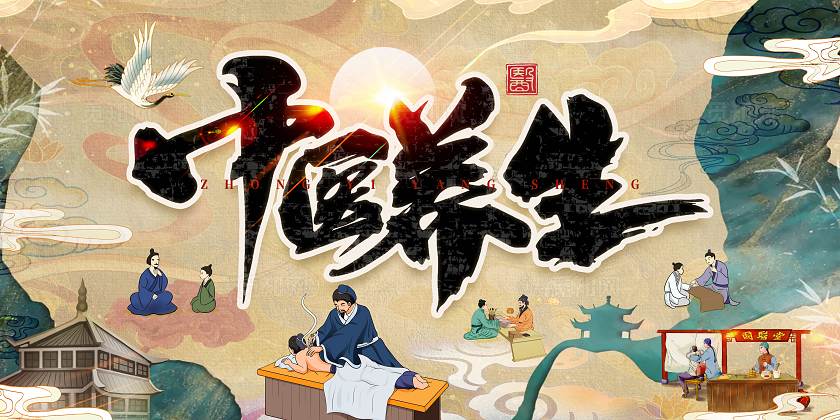 新中式古风中医养生中医展板中医