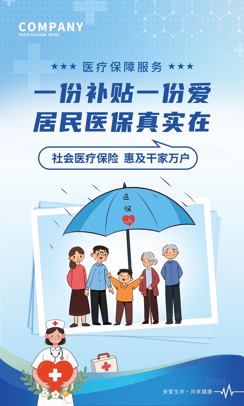 蓝色大气医疗保障标语宣传