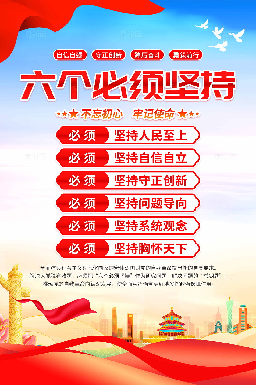 六个必须坚持党建海报企业标语套图