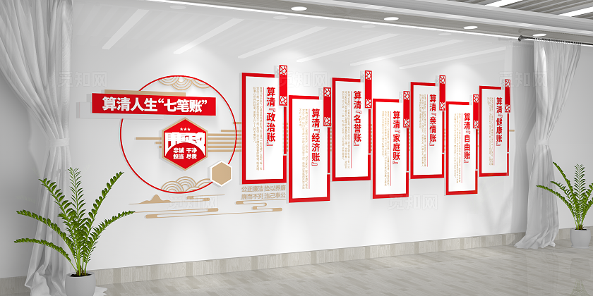 加强廉政作风建设算清人生七笔账廉政廉洁文化墙党建文化墙