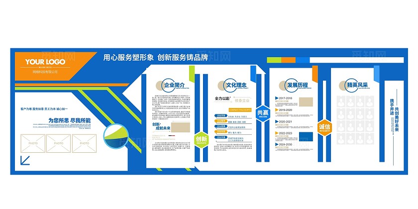 简约大气科技公司企业形象介绍发展历程优秀员工企业文化墙