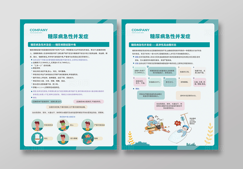 蓝色简约糖尿病防治宣传单中医套图