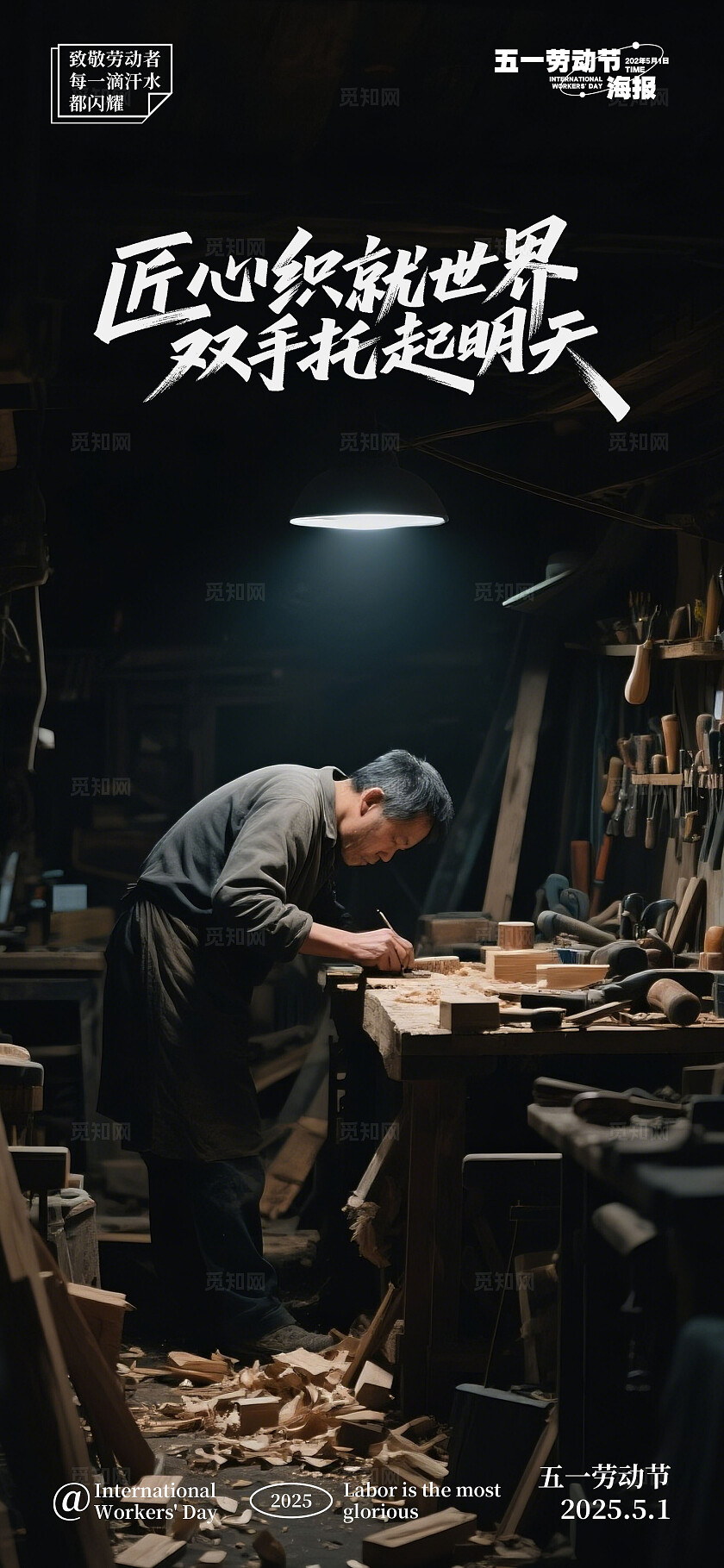 五一劳动节摄影写实系列海报