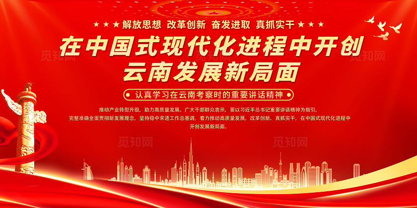 云南考察时的重要讲话精神宣传展板党政党建节日