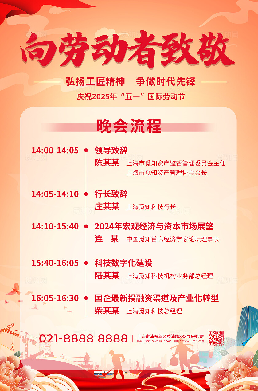 红色国潮风向劳动者致敬五一颁奖晚会展板劳动节KV活动kv
