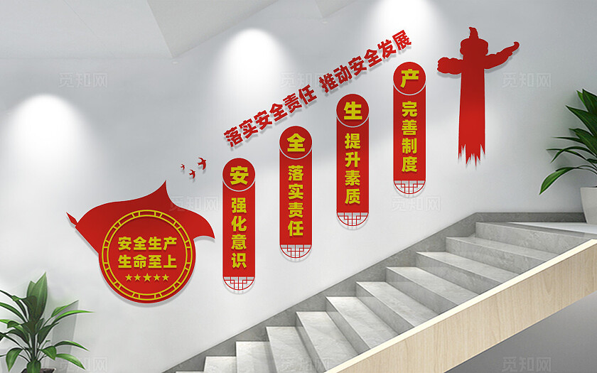 企业安全生产楼梯文化墙标语