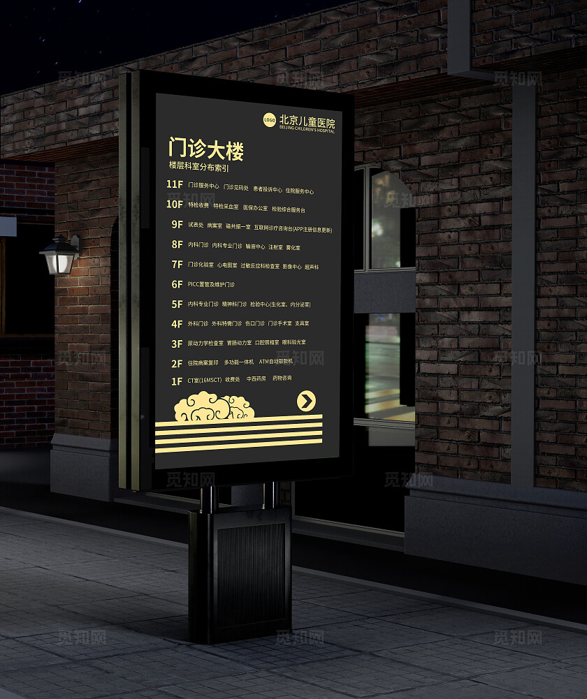 黑金大气祥云医院商场购物中心楼层指示牌廉政文化