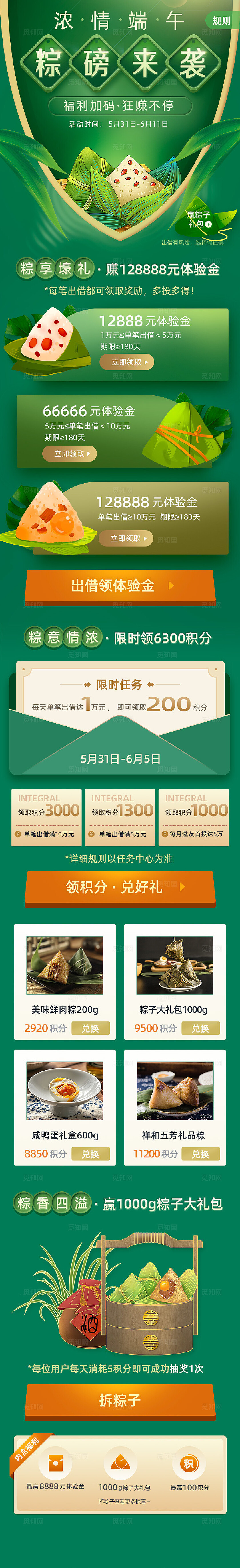 端午节粽子礼盒活动促销H5手机长图
