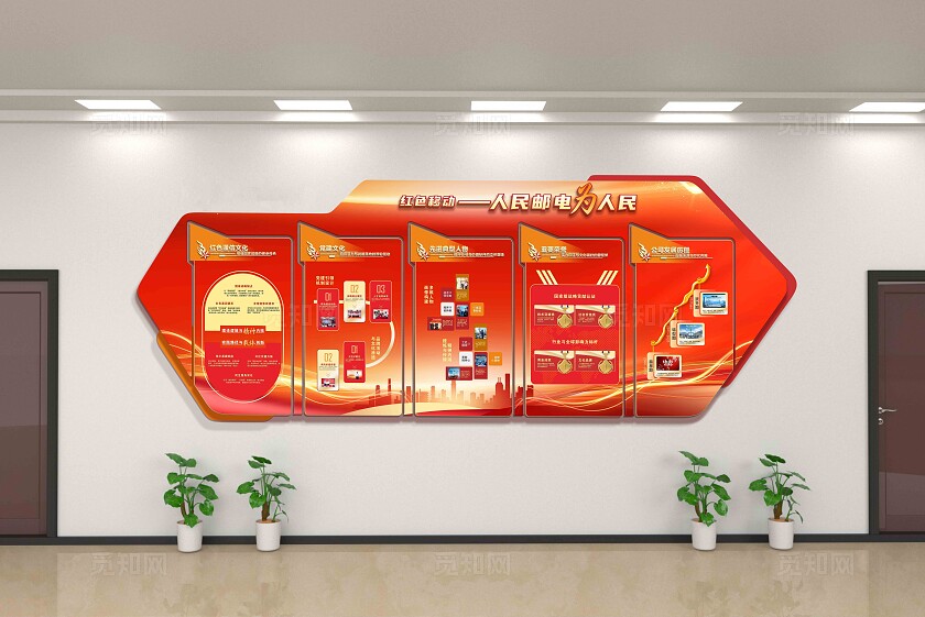 红色大气企业党建文化墙展板