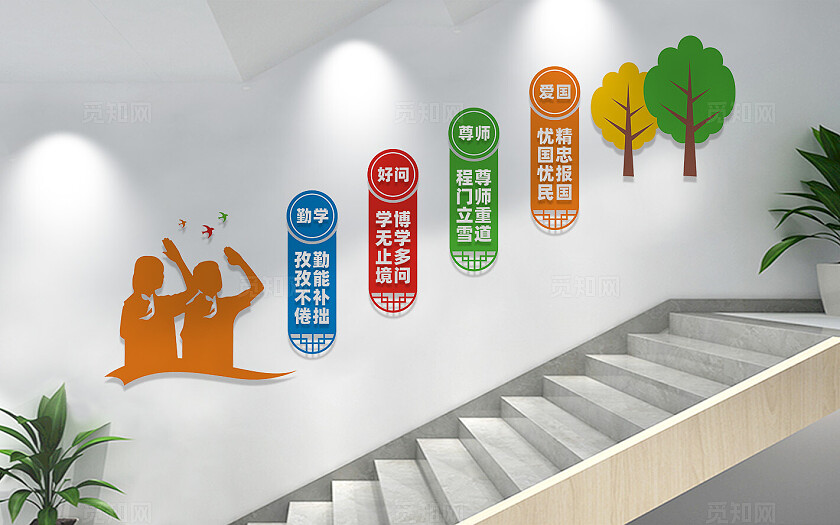 校园学校楼梯文化墙宣传标语