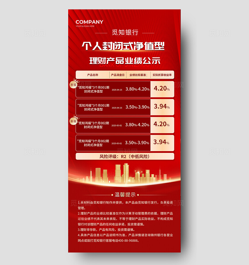红色简约金融行业手机海报