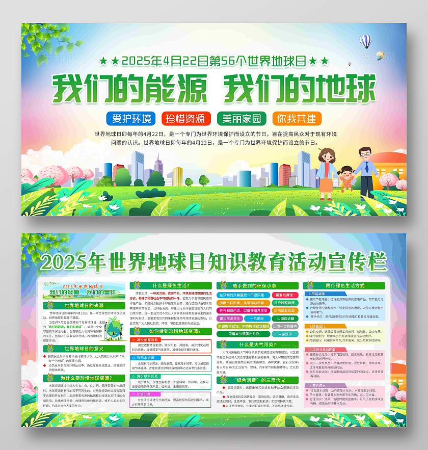 2025年世界地球日：我们的能源 我们的星球宣传栏党政党建节日